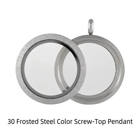 Stainless Steel Glass Floating Locket Pendant For Women Frosted Sandblasted Screw Open Round Memory Picture Locket DIY Jewelry