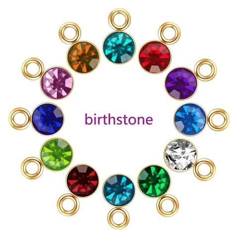 Dijes de Piedra de Nacimiento Para Hacer Joyas Colgante de Strass de Acero Inoxidable Pequeños Accesorios DIY Piedra de Mes de Nacimiento