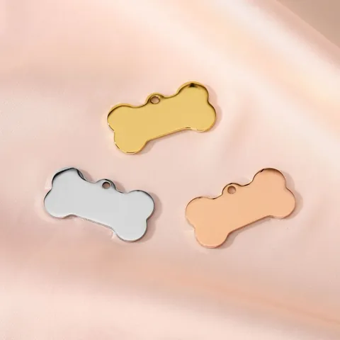 Bone Shape Stainless Steel Pet ID Tag Mirror Polished DIY Dog Tag Engravable Name Plate For Dogs Cats Pet Accessory