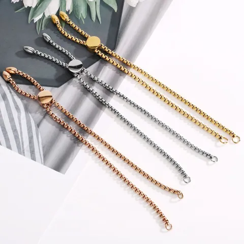 Verstelbare Roestvrij Stalen Venetiaanse Schakel Halfafgewerkte Armband Met Schuifstopkraal Voor DIY Sieraden Maken Accessoires