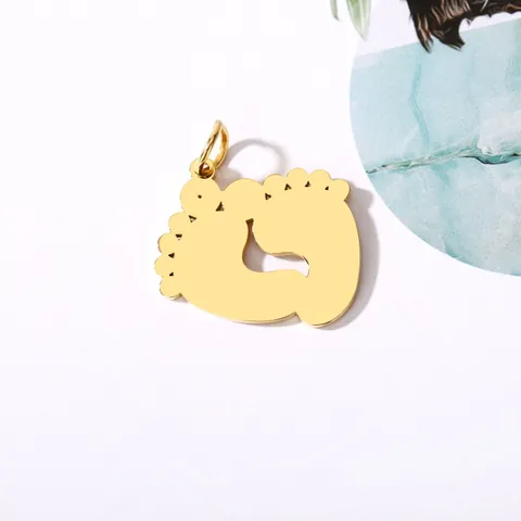 Stainless Steel Baby Footprint Pendant DIY Engravable Mirror Polishing Feet Shape Charm For Jewelry Making Accessories