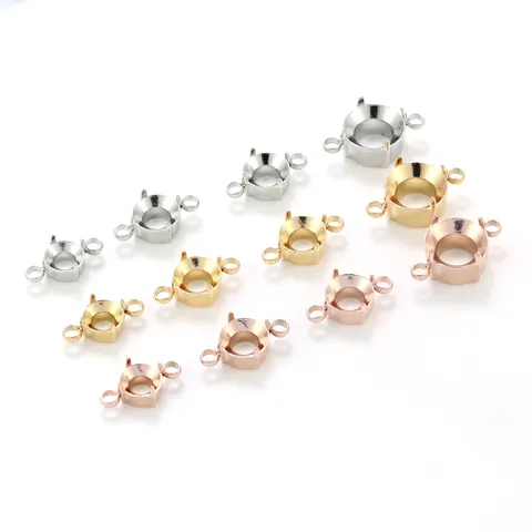 Conector de Engaste de Strass Redondo de Acero Inoxidable Solo Base DIY para Creación de Joyas Pulsera Collar