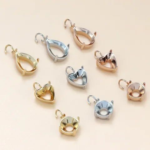 Roestvrij Staal DIY Hanger Blanco Verguld Rond Hart Peer Vorm Sieraden Maken Steen Instellingen Klauw Hanger Basis Bevindingen