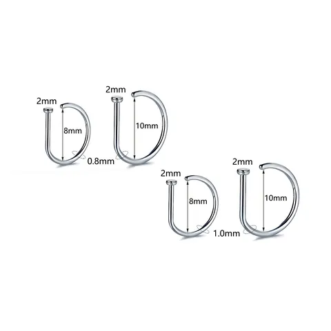 Titanium Stainless Steel D-Shaped Fake Nose Ring Studs For Men Women Punk Body Piercing Jewelry Electroplated Nose Jewelry
