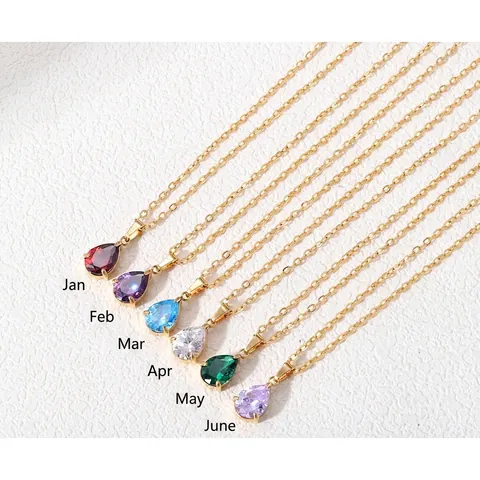 Collar con Colgante de Circonita en Gota de Acero Inoxidable Minimalista para Mujer Joyería de Cadena de Clavícula con Circonita AAA en Forma de Pera