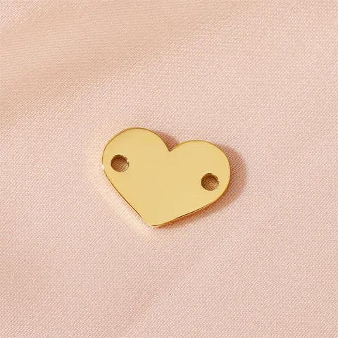 Stainless Steel Mirror Polished Heart Charms Double Hole Engravable Blank Tags For Bracelet Necklace DIY Jewelry Making Findings