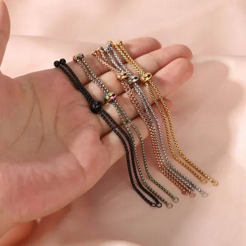 Adjustable Stainless Steel Slider Box Chain Bracelet Semi-finished Finding For DIY Jewelry Making Multicolor Box Chain
