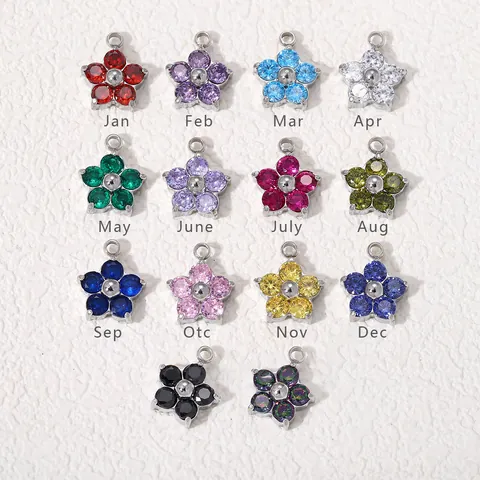 Colgante de Acero Inoxidable y Circonia Flor de Ciruelo DIY Joyería Chapado en Oro Charm Floral Para Collar Pulsera Pendientes
