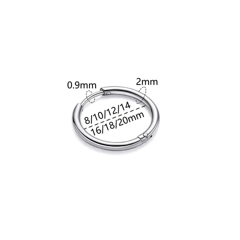 Pendientes de Aro Redondos de Acero Inoxidable Minimalista Punk Geométrico Círculo Simple Clip de Oreja Joyería para Hombre Mujer