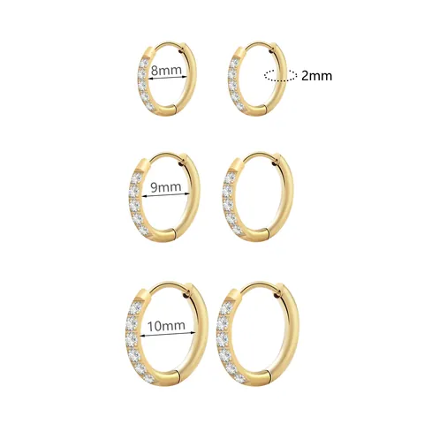 Stainless Steel Micro Pave Zirconia Hoop Earrings For Men Women Unisex Minimalist Circle Round Wire Hoop Earrings Fashion Jewelry Gift