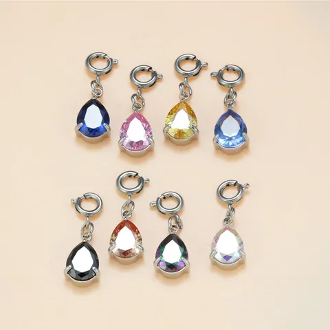 Colgante de Circonia Desmontable de Acero Inoxidable Cierre de Resorte para Collar de Perlas Accesorios de Joyería DIY Gota de Agua