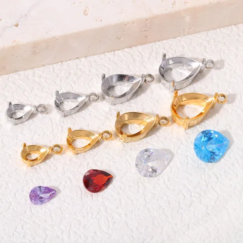 Roestvrij Staal Peervormig Traan Hangerzetting Basis Tray Voor DIY Sieraden Maken Strass Hanger Accessoires