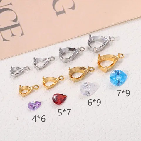 Roestvrij Staal Peervormig Traan Hangerzetting Basis Tray Voor DIY Sieraden Maken Strass Hanger Accessoires