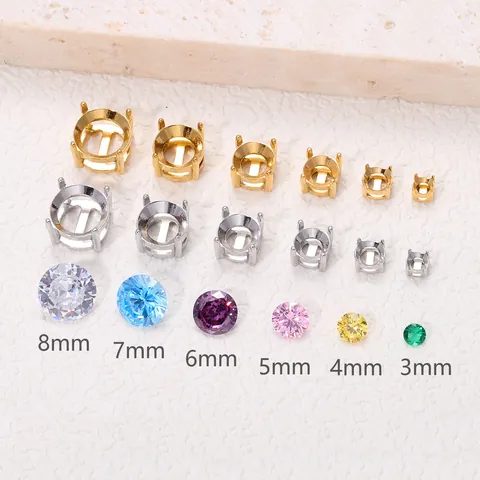 Base de Colgante de Acero de Titanio con Cuatro Puntas para Circonia Engaste Vacío de Doble Capa Roscable Bandeja de Garras para Joyería DIY Collar Pulsera