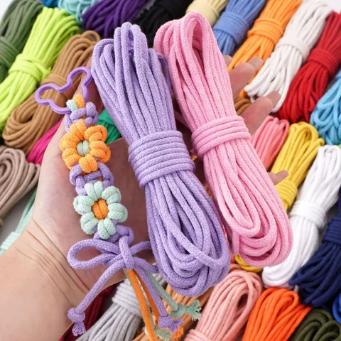 Core Cotton Braided Rope Solid Color Cotton Cord For Hand DIY Weaving Jewelry Crafts Bags Accessories Hanging Decoration Accessories