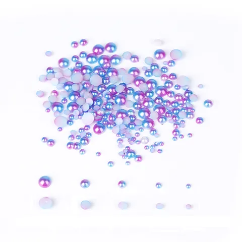 ABS Iridescent Flatback Semi Circle Faux Pearl Beads Multicolor Gradient Resin Rhinestones For DIY Phone Case Nail Art Decoration Jewelry Accessories
