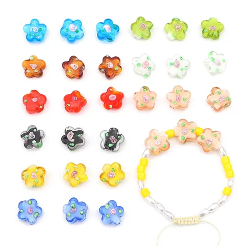 Cuentas de Vidrio al Soplete Hechas a Mano en Forma de Flor de Ciruelo Cuentas Espaciadoras Sueltas para Fabricación de Joyas DIY Pulseras Collares Accesorios