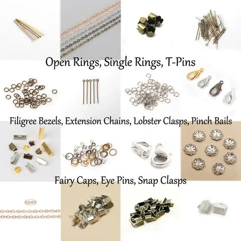 DIY Jewelry Making Materials Set Metal Open Jump Rings Lobster Clasps Eye Pins Head Pins Ribbon Ends Extender Chains Craft Findings For Necklace Bracelet Earrings