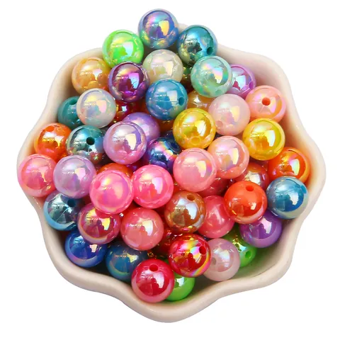 Iridescent AB Color ABS Artificial Pearl Round Loose Beads For DIY Handmade Earrings Necklace Bracelet Jewelry Making Accessories