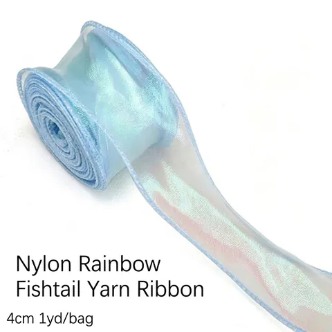 Iridescent Wavy Edge Sheer Gauze Ribbon For Flower Wrapping Gift Box Decoration DIY Bows Polyester Decorative Ribbon