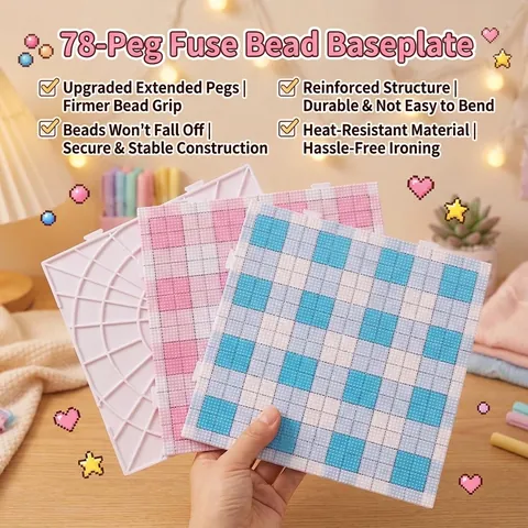 Large High Temperature Resistant Fuse Bead Pegboard For DIY Pixel Art Creative Grid Lined Square Interlocking Pegboards For Kids Adults
