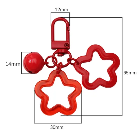 Holle Dubbele Ster Sleutelhanger Met Bel Schattige Kleurrijke Ster Tasbedeltje DIY Sieraden Accessoires Voor Vrouwen Cadeau