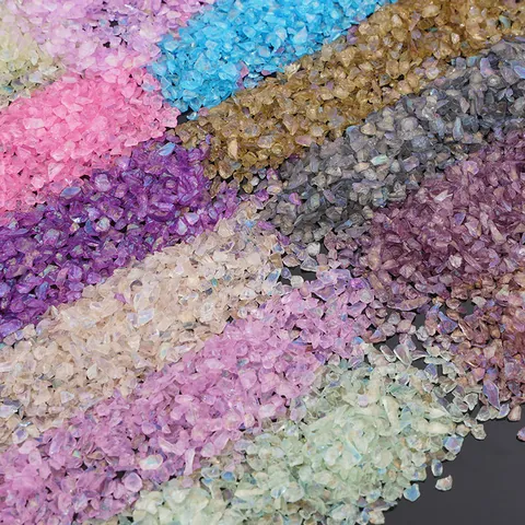 Aurora Glass Crushed Stone Fragments Irregular Crystal Granules DIY Jewelry Filler Nail Art Decoration Multicolor Decor