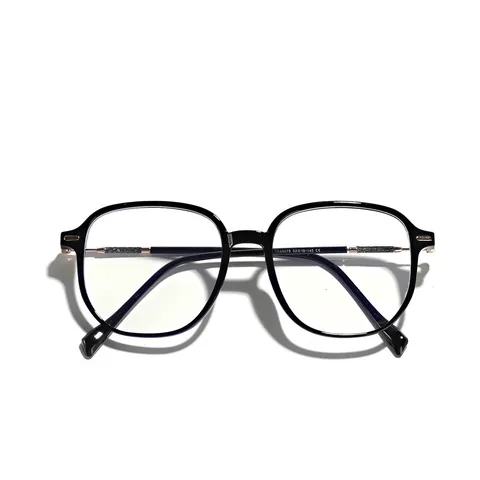 Large Frame TR90 Fashion Plain Glasses for Women Lightweight Round Face Slimming Transparent Gray Decorative Eyeglasses