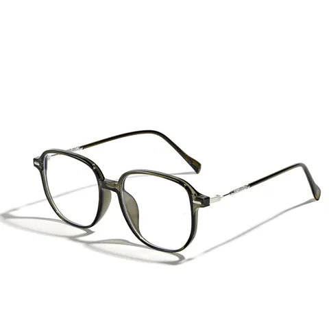 Large Frame TR90 Fashion Plain Glasses for Women Lightweight Round Face Slimming Transparent Gray Decorative Eyeglasses
