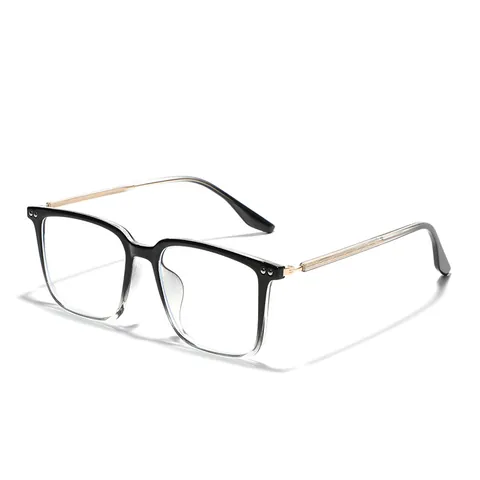 Retro Quadratisch TR90 Rahmen Brille Für Damen Herren Mode Großer Rahmen Ohne Stärke Klarglas Brillengestell TR8881