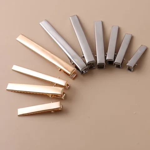 Professional Metal Duckbill Hair Clips One-Word Hairpin For Women DIY Hair Accessories Base Holder Silver Gold Black Hair Styling Clips