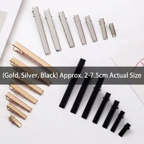 Professional Metal Duckbill Hair Clips One-Word Hairpin For Women DIY Hair Accessories Base Holder Silver Gold Black Hair Styling Clips