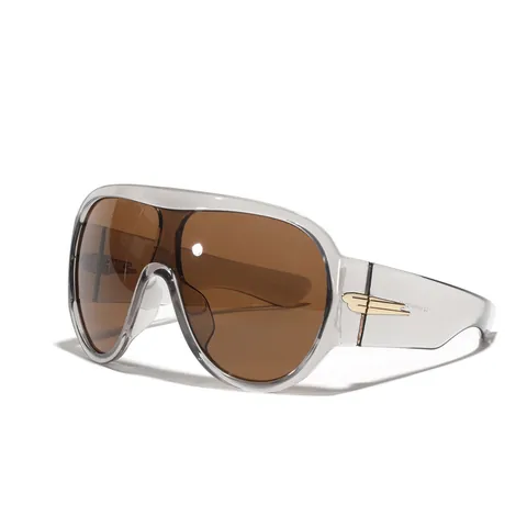 Y2K Futuristic Oversized Shield Sunglasses For Women Men Fashion One Piece Lens Sun Glasses Cyberpunk Sport Shades With Wing Metal Decor