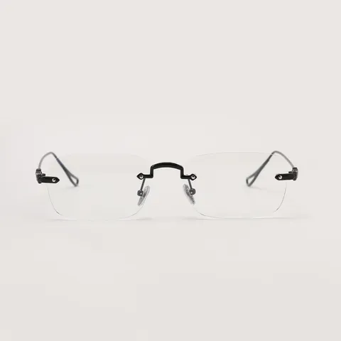 Vintage Rectangular Rimless Sunglasses For Women Men Retro Metal Frame Diamond Cut Edge Transparent AC Lens Fashion Eyewear