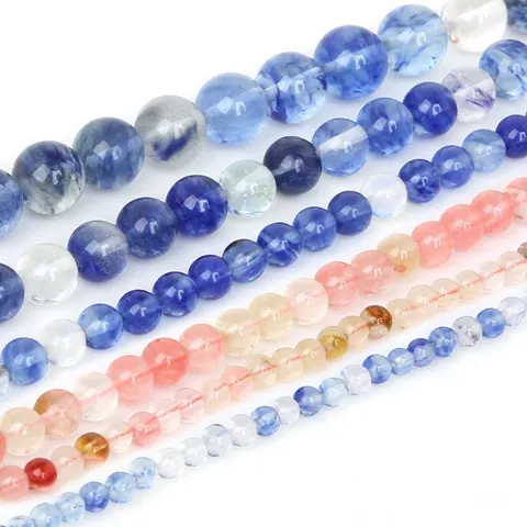 Watermelon Pink Blue White Round Glass Loose Beads For Women DIY Bracelet Necklace Earring Jewelry Making Accessories Supply