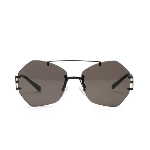Fashion Rimless Irregular Polygon Sunglasses For Women Men Metal Double Bridge Geometric UV400 Protection Sunglasses Outdoor Eyewear