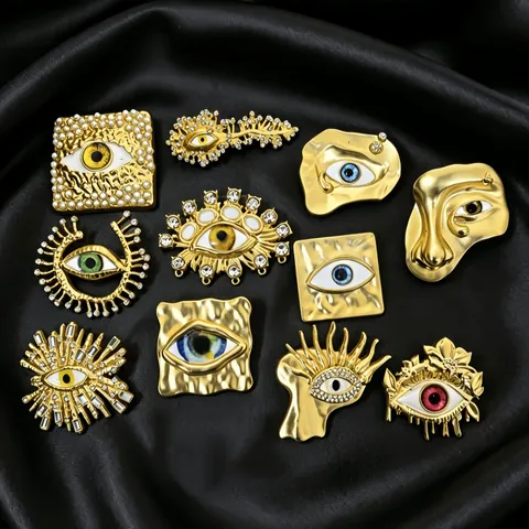 Spilla Vintage in Lega Strass Occhio del Diavolo Uniche Spille in Smalto Irregolare Placcate Oro per Donna Uomo Gioielli di Moda Regalo