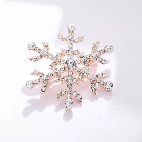 Elegante Legierung Strass Schneeflocken Brosche Für Damen Glänzende Kristall Blume Brustnadel Mode Bekleidungszubehör Schmuck Geschenk
