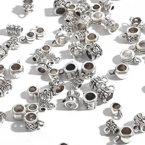 Perles de Bélière Cylindriques en Alliage Argent Antique Pour Fabrication de Bijoux DIY Collier Bracelet Accessoire Perles Intercalaires