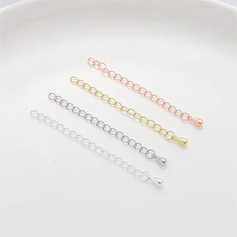 14K Gold Filled Extender Chain For DIY Bracelet Necklace Making Jewelry Findings Tail Chain With Water Drop Pendant