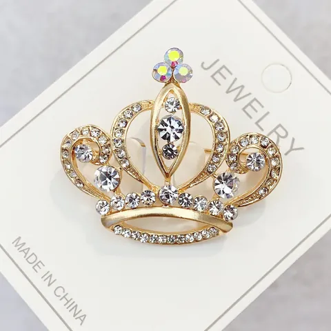 Eleganter Legierung Strass Krone Brosche Für Damen Koreanischer Stil Gold Silber Künstliche Perle Anzug Nadel Professionelle Bekleidung Dekoration