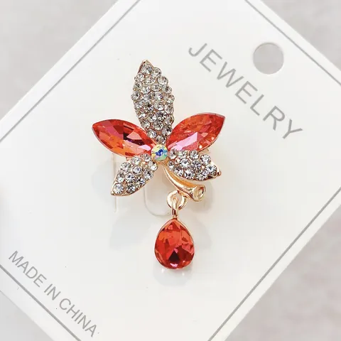 Fashion Alloy Rhinestone Safety Pin Brooch For Women Anti-Exposure Cardigan Scarf Buckle Crystal Teardrop Pendant Brooches Jewelry