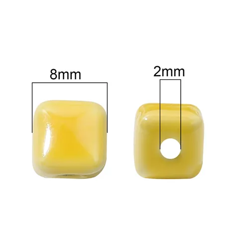 Handgefertigte Cremefarbene Quadratische Keramikperlen Würfel Glasierte Zwischenperlen Für DIY Halskette Armband Schmuckherstellung Zubehör Damen Bastelperlen