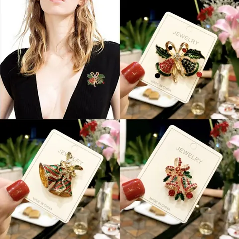 Weihnachtsserie Emaille Brosche Abzeichen Cartoon Weihnachtsmann Schneemann Rentier Legierung Strass Pin Für Damen Herren Festlicher Schmuck
