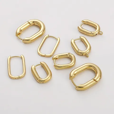 Cierres de Pendientes Ovalados en Forma de U Franceses de Cobre Laminado en Oro de 14K para Bricolaje Accesorios de Joyería
