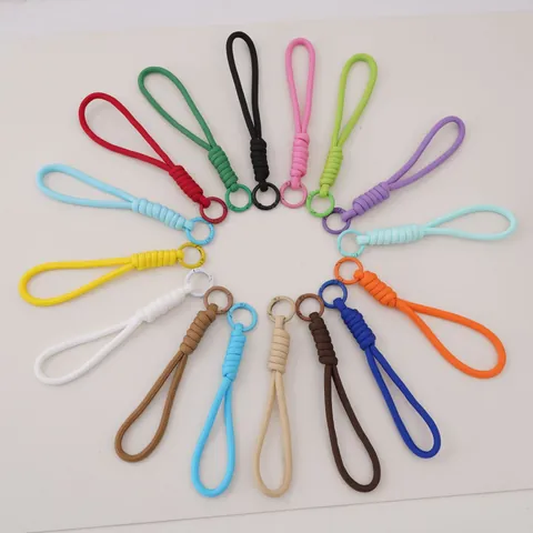Polyester Braided Paracord Keychain Wrist Lanyard Handcrafted Bag Charm Ring Key Holder Accessories For Women Men