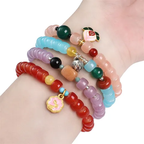 8mm Glass Faux Jade Barrel Beads Retro Loose Beads 30 Pieces Pack For DIY Bracelet Necklace Jewelry Making Accessory