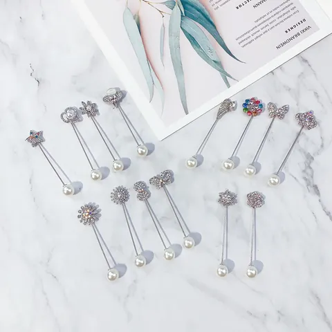 Damen Legierung Künstliche Perle Stick Brosche Strass Reversnadel Mode Blume Schmetterling Krone Stern Stick Pin Für Anzüge Kleid Schmuck Geschenk