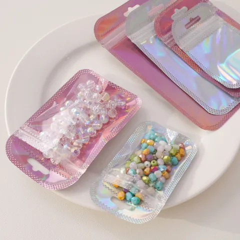 Holographic Jewelry Self-Sealing Bags Thickened Anti-Oxidation Plastic Pvc Ziplock Pouches For Earrings Rings Necklaces Small Items Storage Bags