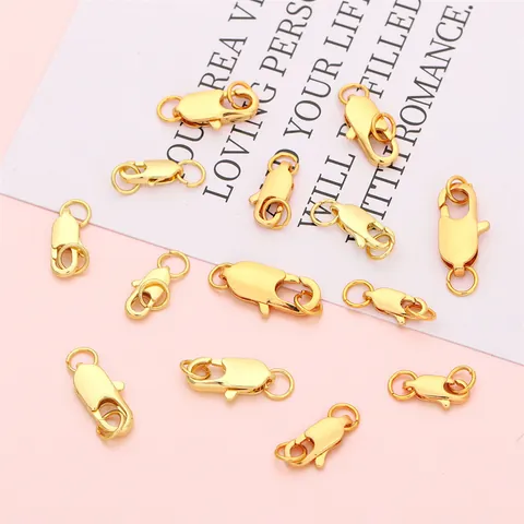Chiusura a Moschettone in Rame Placcato Oro 14K 18K Con Anellini Aperti Fai da Te Creazione Gioielli Collana Bracciale Connettori